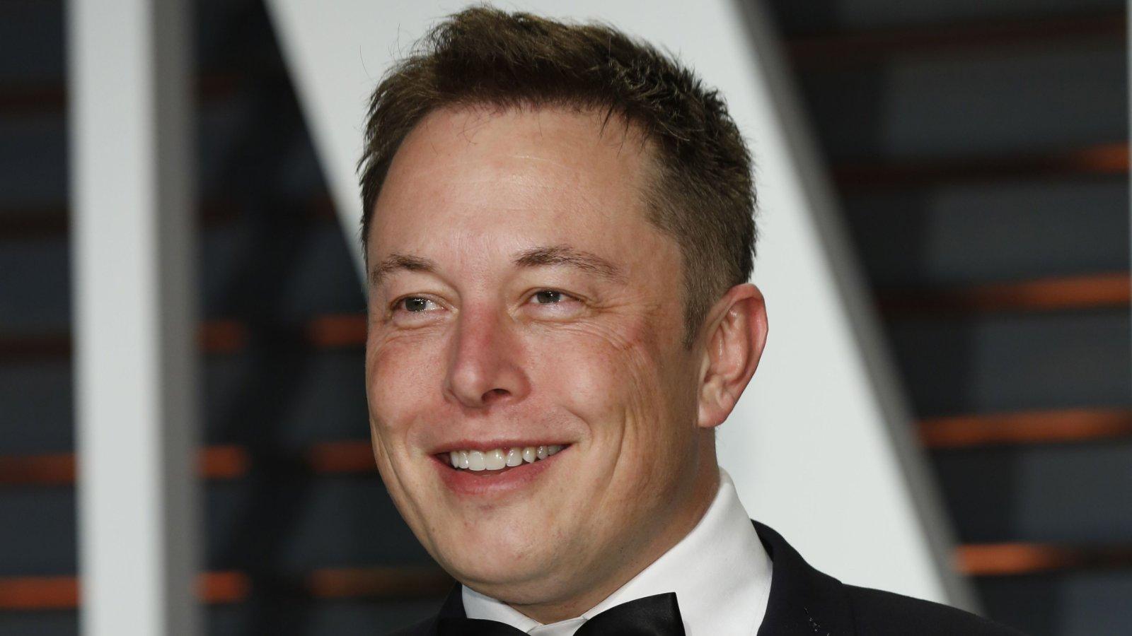 Tesla CEO Elon Musk looks on