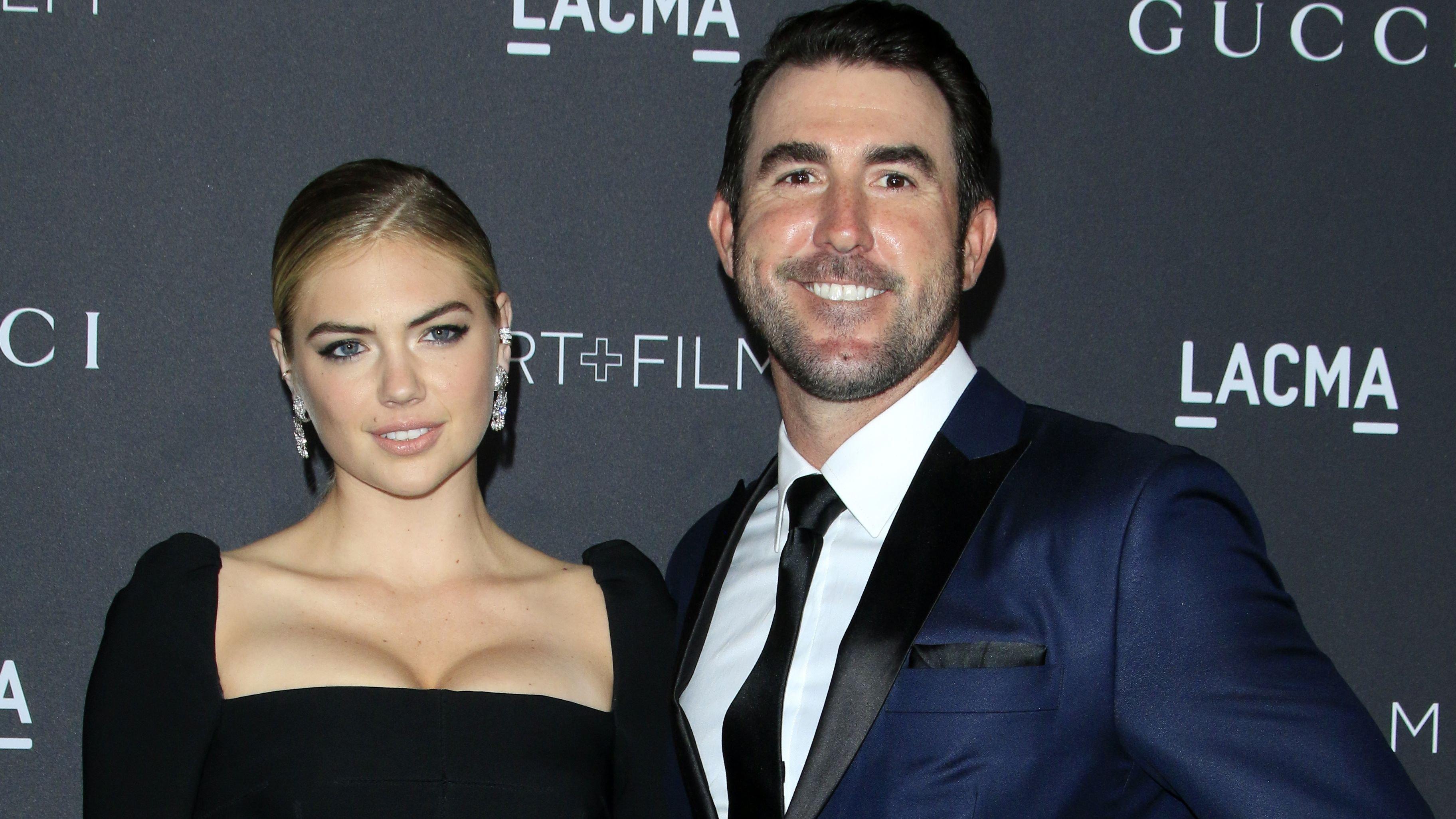 Close-up of Justin Verlander and Kate Upton at an event