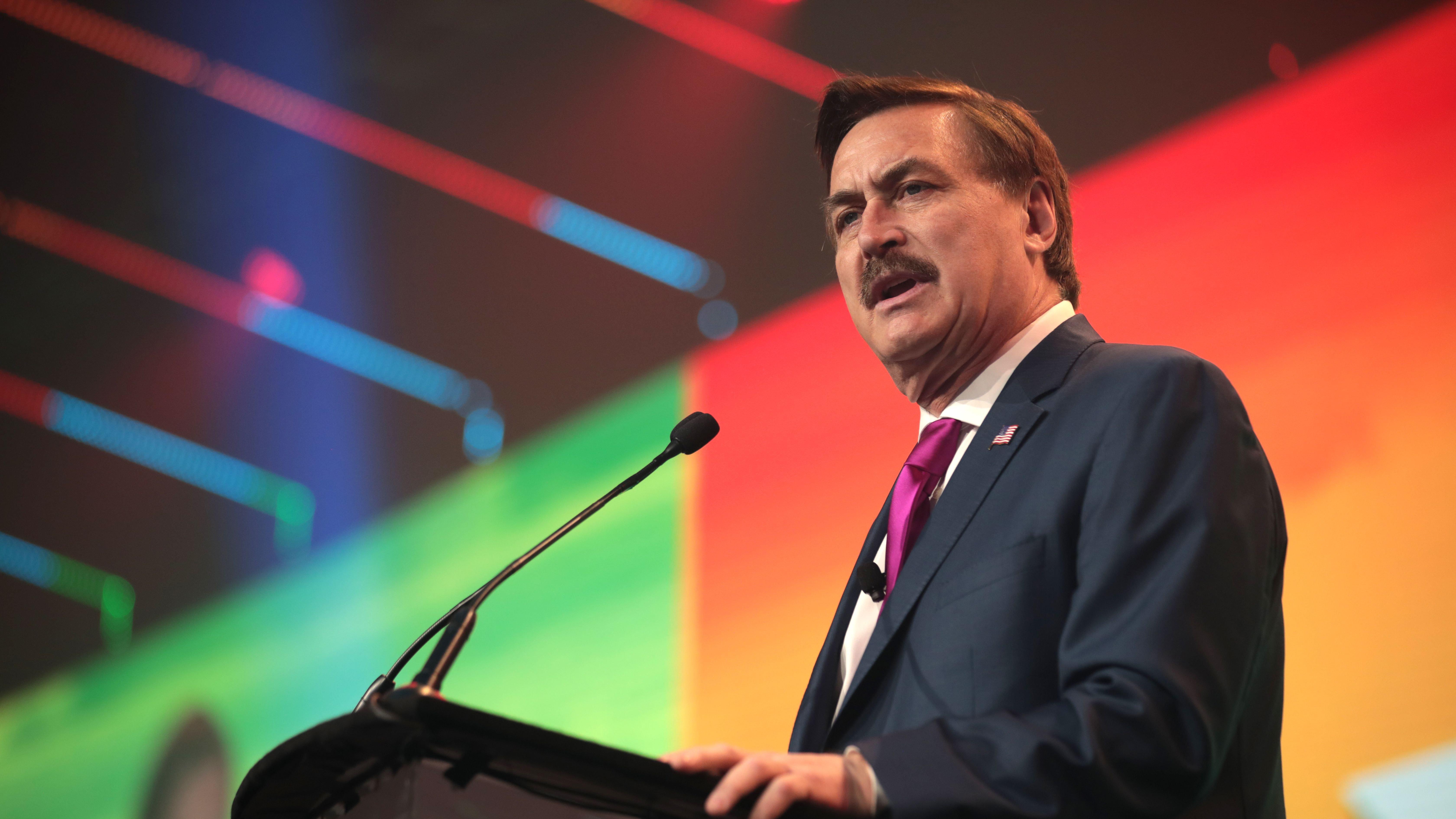 MyPillow CEO Mike Lindell delivers a speech
