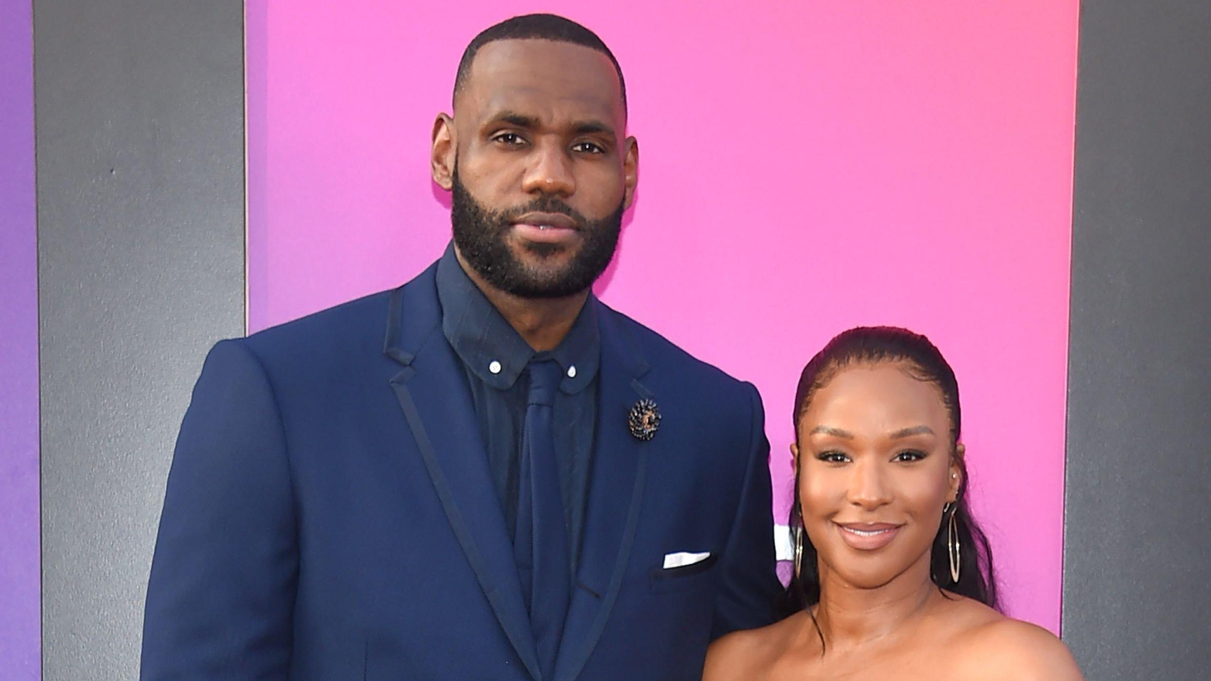 Close up of LeBron James and Savannah James at the Space Jam premiere 