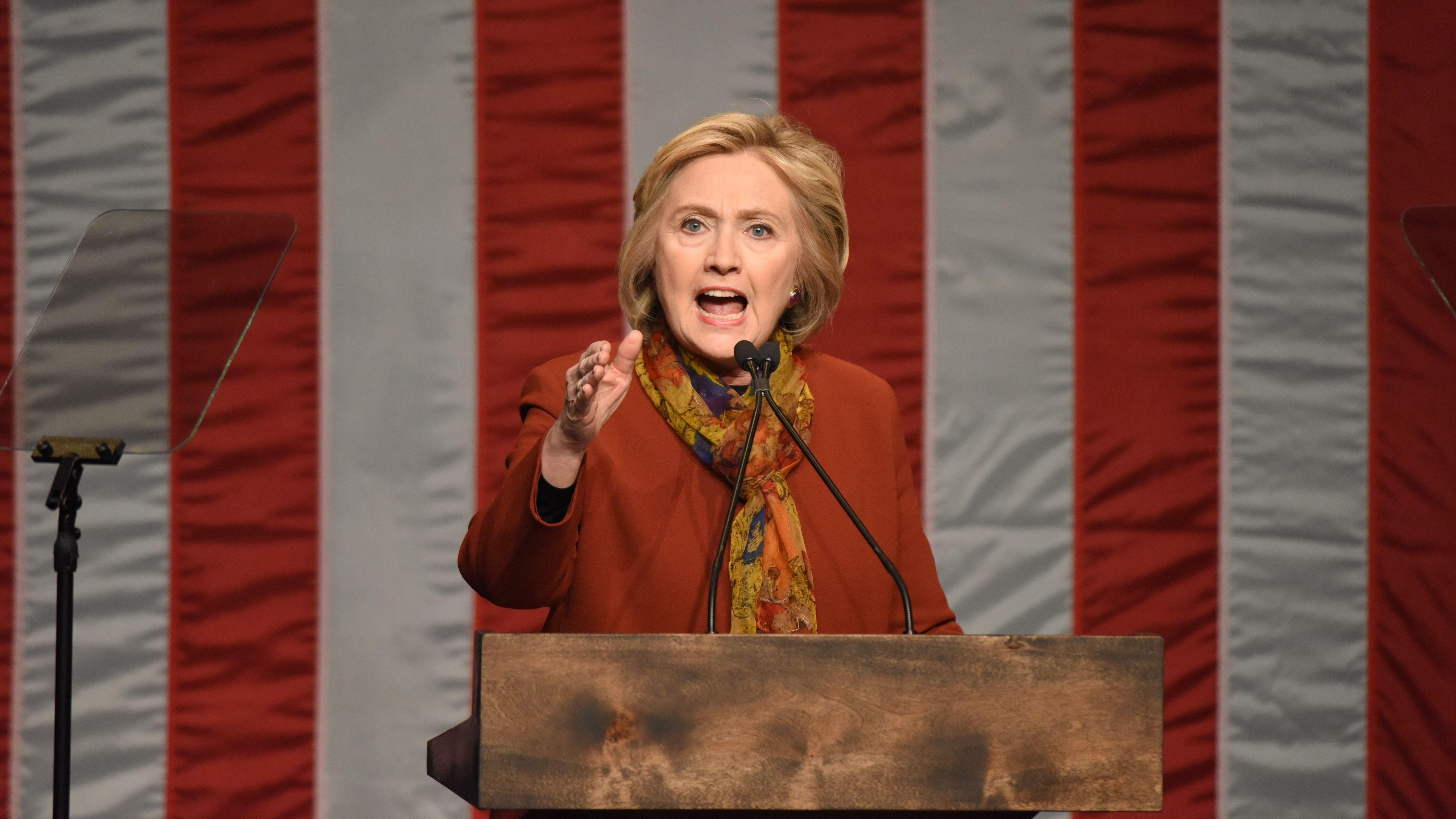 Former Secretary of State Hillary Clinton delivers a speech