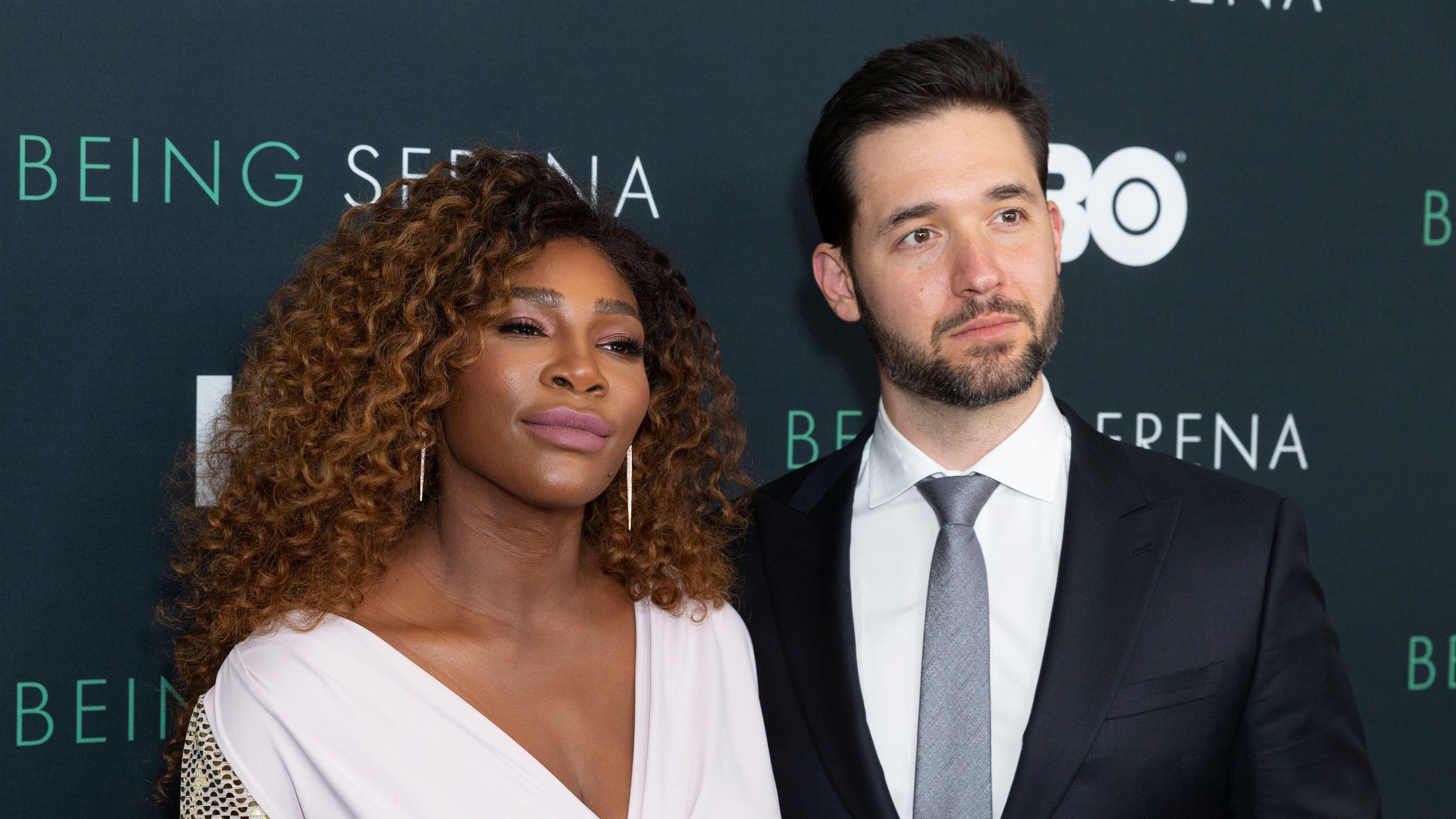 Close up of Serena Williams and Alexis Ohanian 
